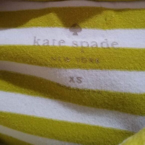 Kate Spade Green/White Striped Pop Over Top with Bow On Back Size XS - Picture 2 of 8